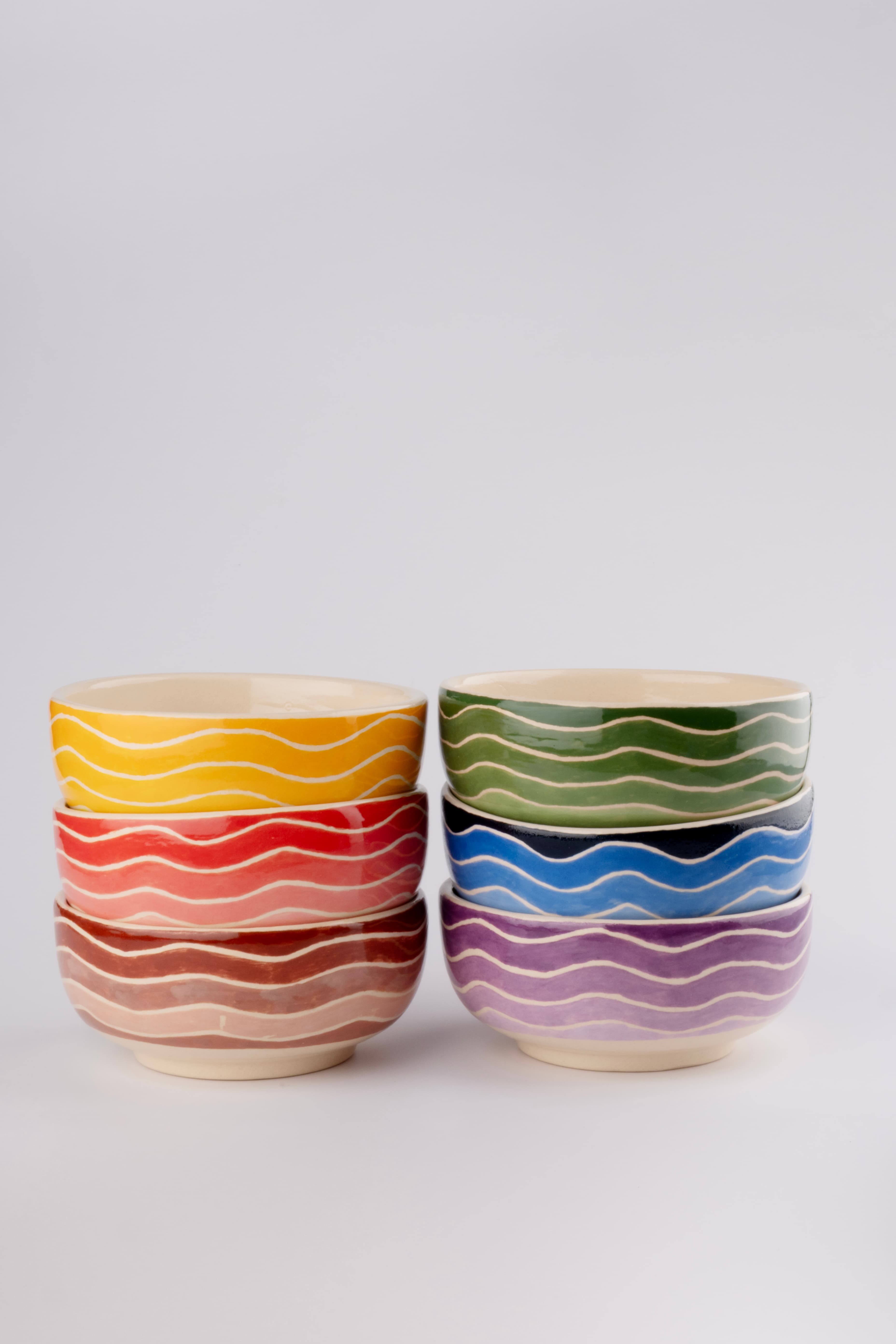 6 Bowls "Mansa" 13cm diámetro x 5cm alto — cerámica pintada a mano