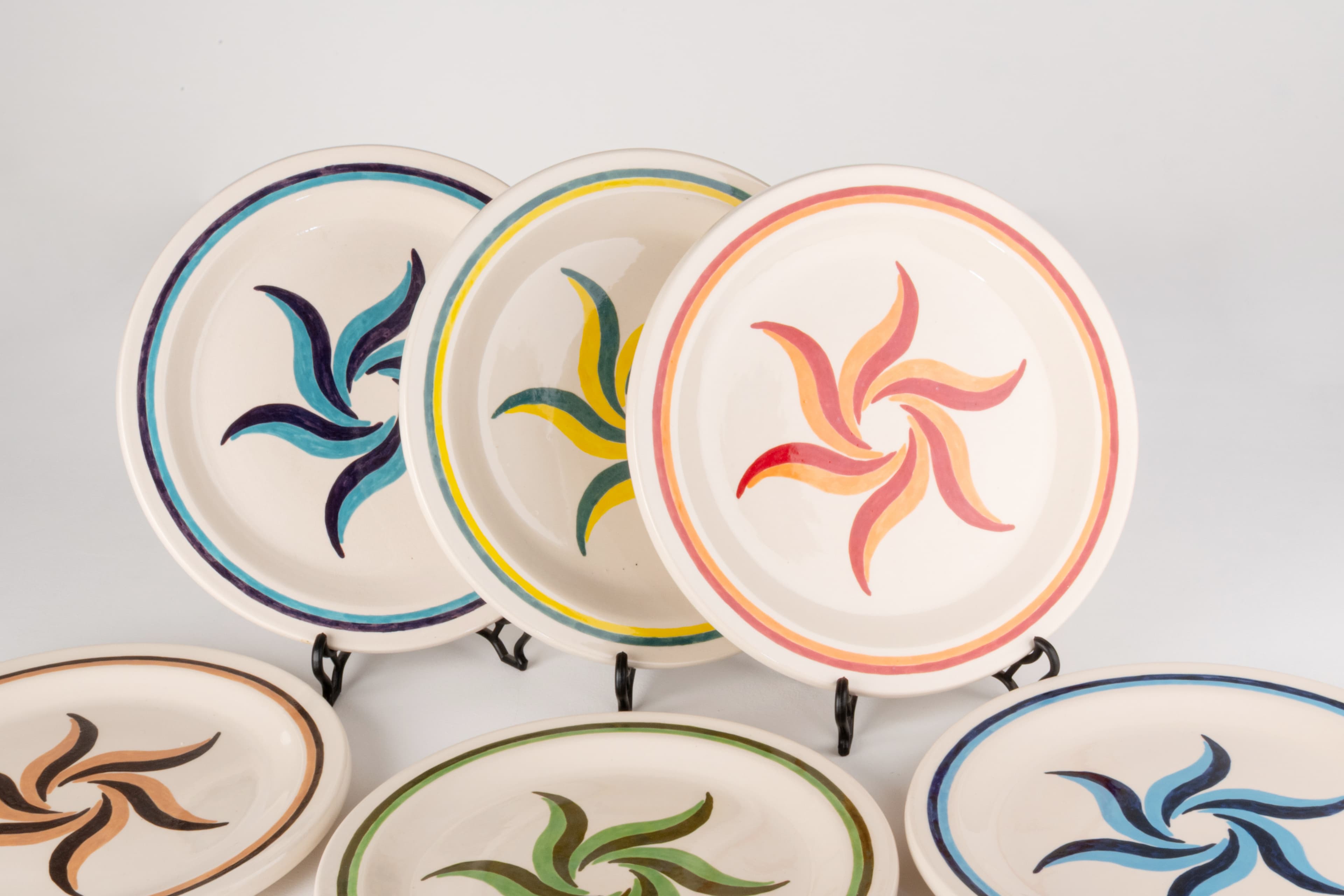 Serie "Remanso" 6 platos de 28cm de diámetro — cerámica pintada a mano